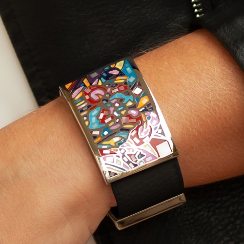 Браслет Fiore Luna на кожаном черном ремешке, CB01367-1 M  фото 4